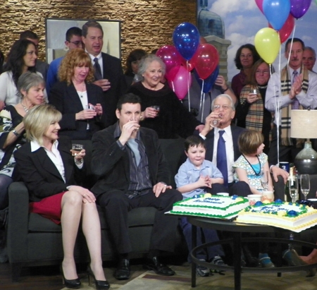 Cake and Champagne toast for Fred Griffith