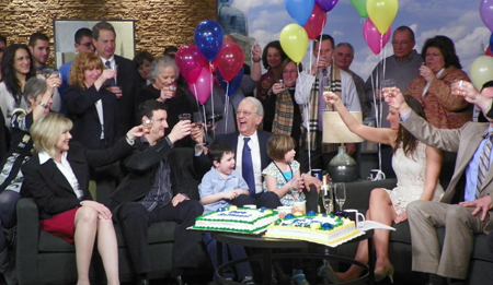 Cake and Champagne toast for Fred Griffith