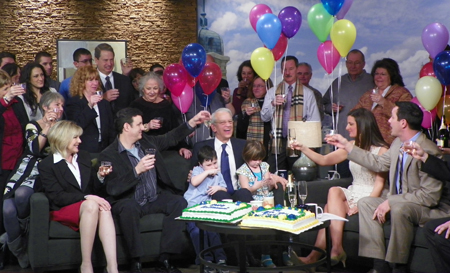 Cake and Champagne toast for Fred Griffith