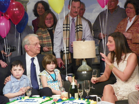 Cake and Champagne toast for Fred Griffith