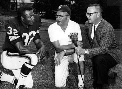 Jim Brown with Blanton Collier and Gib Shanley