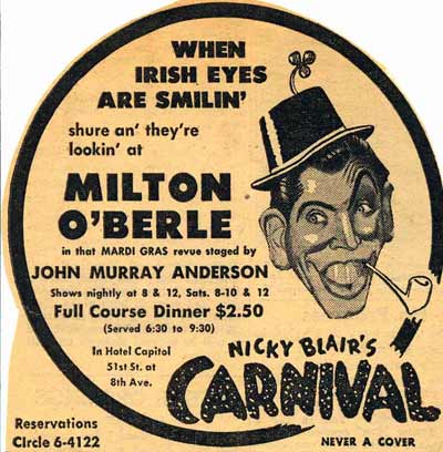 Milton Berle appearing at the Nicky Blair Carnival