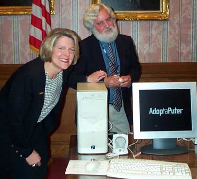 Cleveland Mayor Jane Campbell with Jim Cookinham for AdoptAPuter