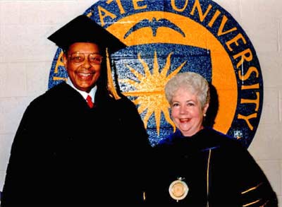 Louis Stokes and Carol Cartwright at Kent State University