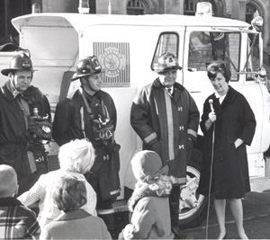 Fireman Bud Sweeney with Miss Barbara Plummer