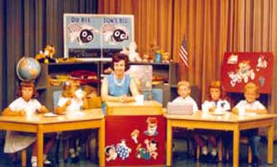 Miss Barbara Plummer on the Romper Room set in 1963