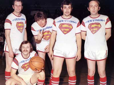 Larry Morrow with the WIXY Supermen basketball team