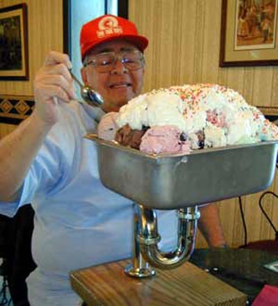 Neil Zurcher working on a Kitchen Sink Sundae from Elm Dairy