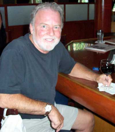 Pat Dailey relaxing in a Cleveland bar - photo by Debbie Hanson