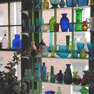 Part of Richard Gildenmeister's glass collection