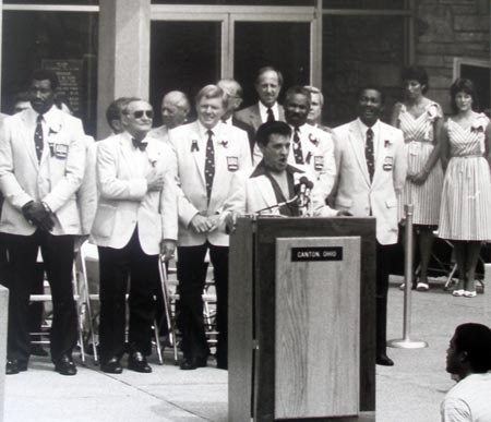 Rocco Scotti singing the National Anthem at the Pro Football Hall of Fame induction ceremony in Canton Ohio