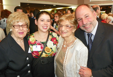 Vi's sister Gertrude Winer, granddaughter Ann Spevack, Vi and son Jeff Spevack