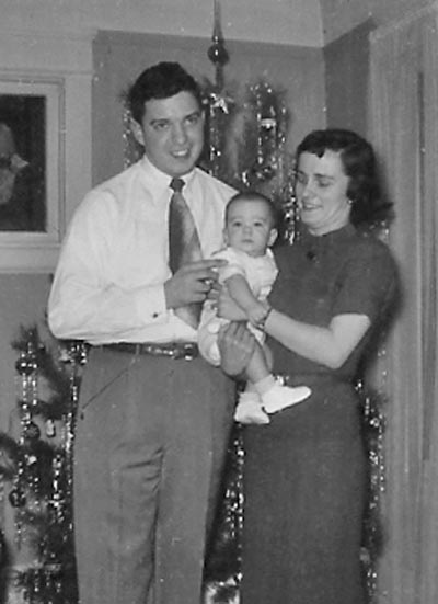 Ted and Jean Castele with baby Bobby at Christmas