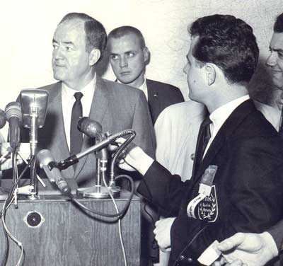 WHK's Tim Taylor with Vice President Hubert H Humphrey in Cleveland