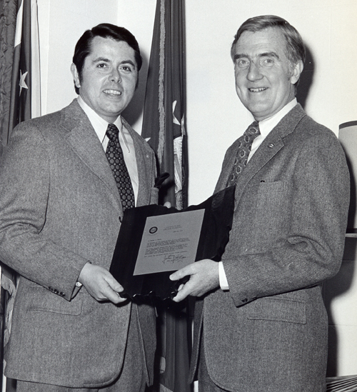 Tom Eakin with Ohio Governor John Gilligan on January 9, 1973