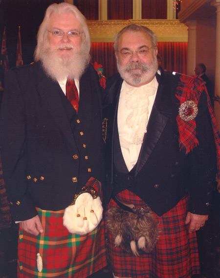 Tony and friend in Scottish garb