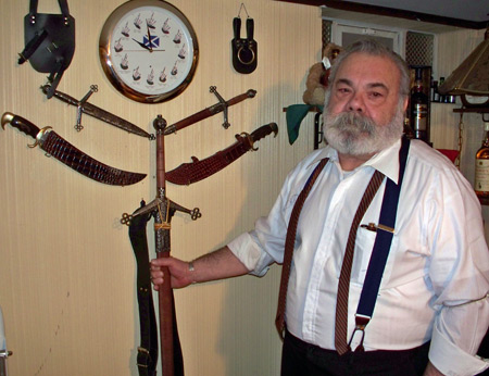 Tony Sumodi with swords and knives
