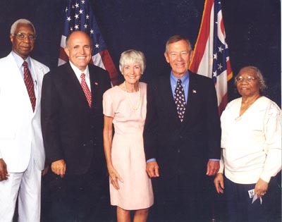 Virgil Brown, New York Mayor Rudy Giuliani, Janet and George Voinovich and Lurtissia Brown